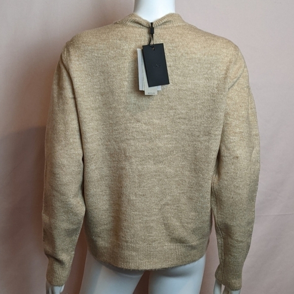 YAS Neutral Wool Blend High Neck Ribbed Hem Sweater size Large - Picture 4 of 10